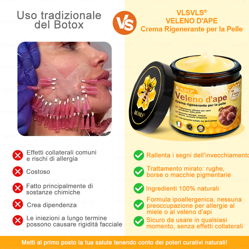 Prodotto e spedito dall’Italia 🇮🇹 VLSVLS® Crema Rigenerante alla Tossina d’Ape 🔥 ULTIMO GIORNO: -80%